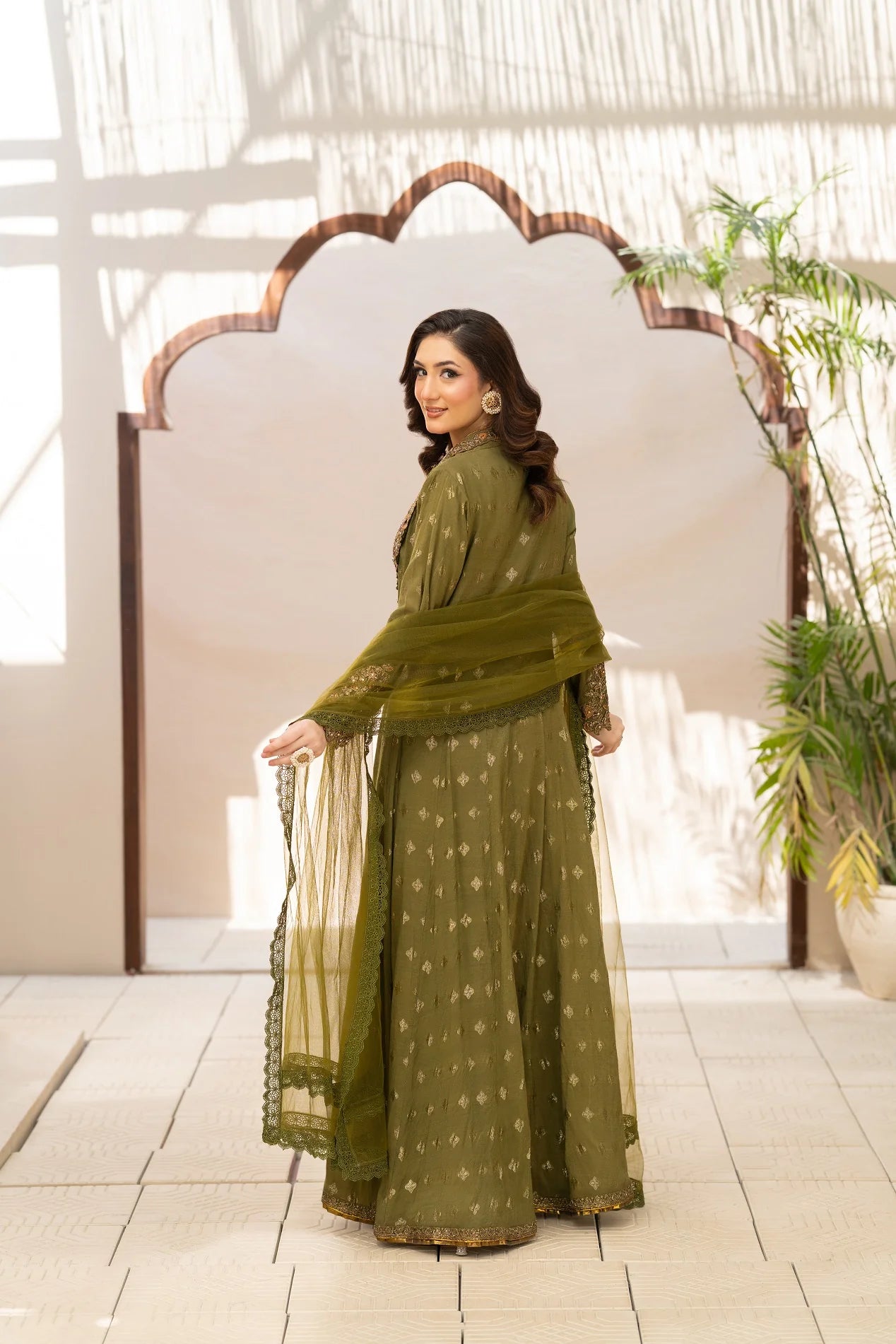 NF-65400 Olive Jacquard Coat With Inner