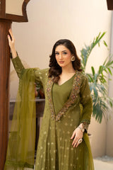 NF-65400 Olive Jacquard Coat With Inner