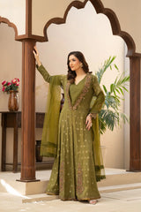 NF-65400 Olive Jacquard Coat With Inner