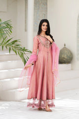 NF-6817 Peach Jacquard Frock