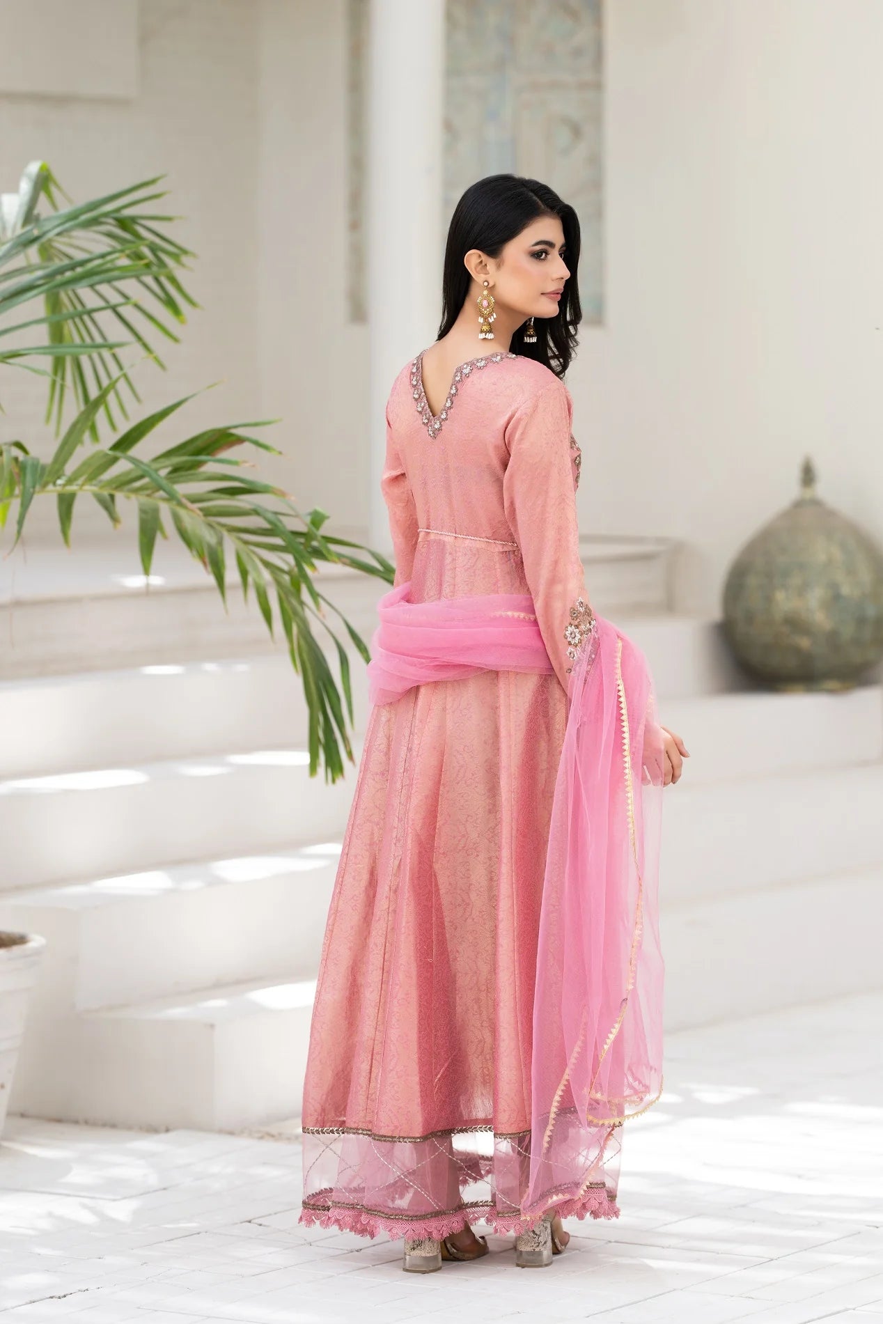NF-6817 Peach Jacquard Frock