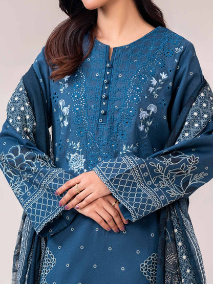 3 Piece Khaddar Suit- Embroidered (Pret)