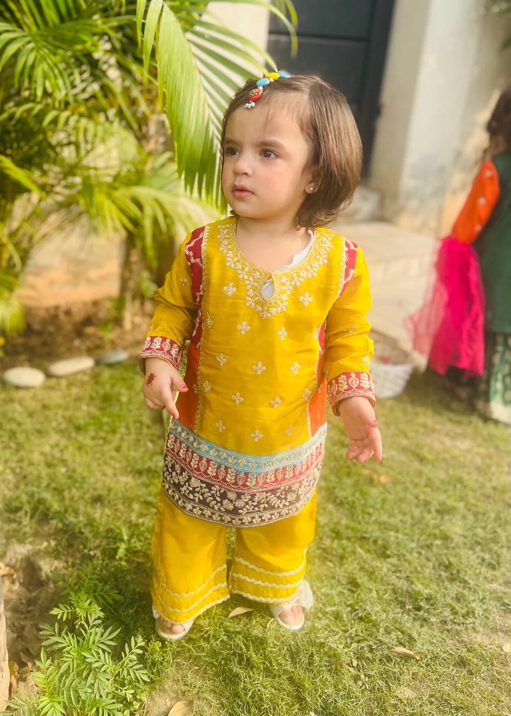 Khanak Yellow Multi Colour 2Pcs