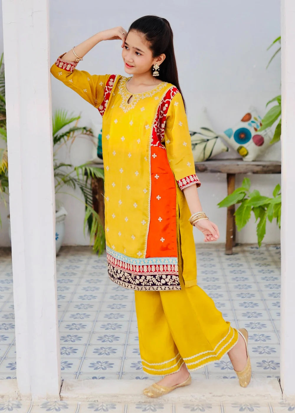 Khanak Yellow Multi Colour 2Pcs