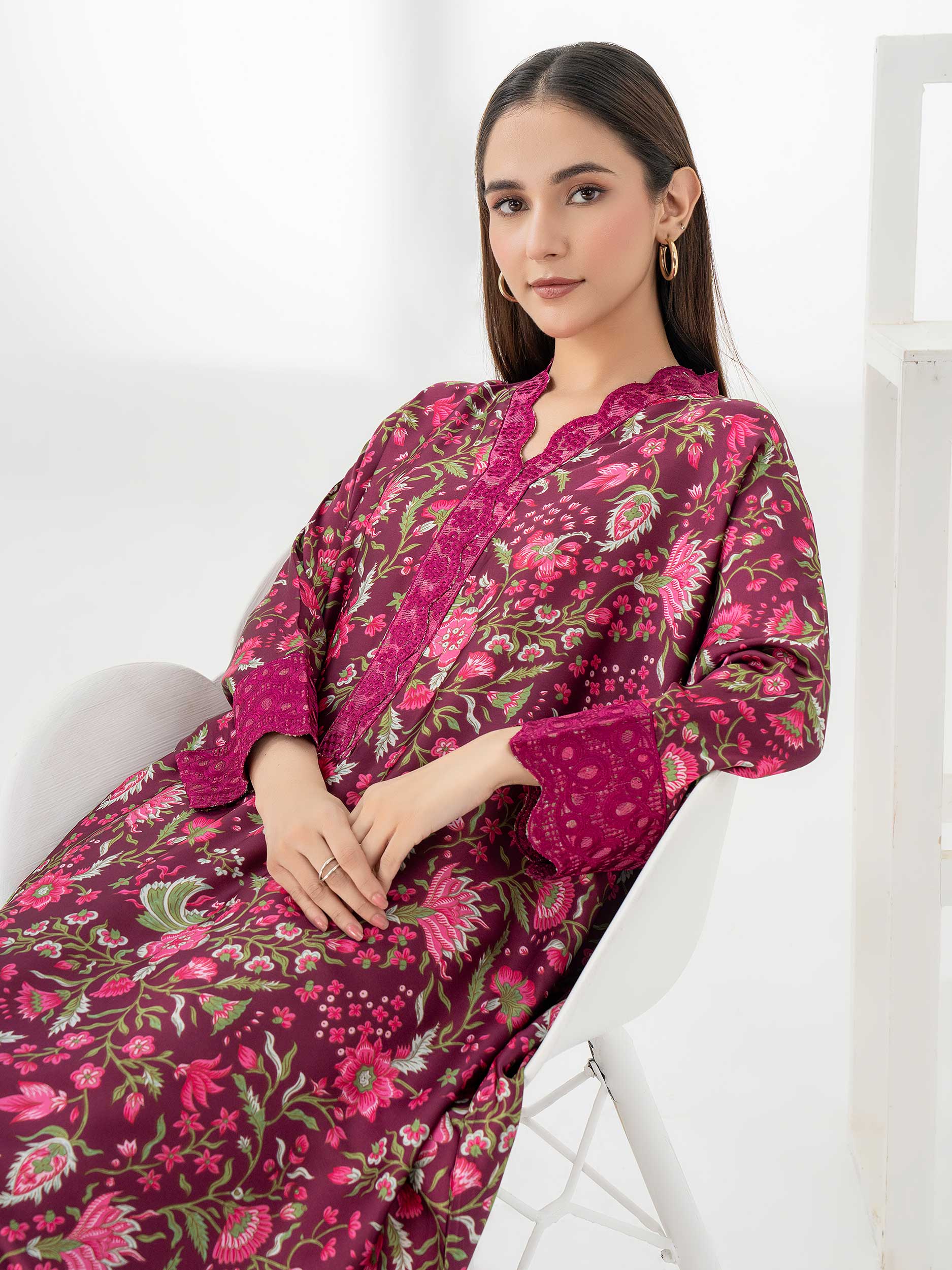 model-wearing-Silk-Kaftan-Embroidered-Pret