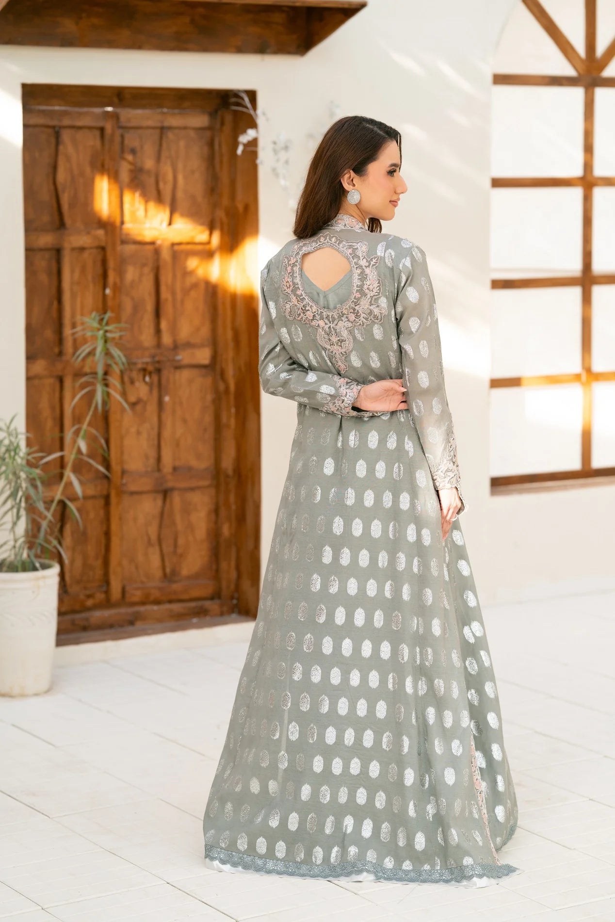 NF-6706 Grey Jacquard Stitched Suit