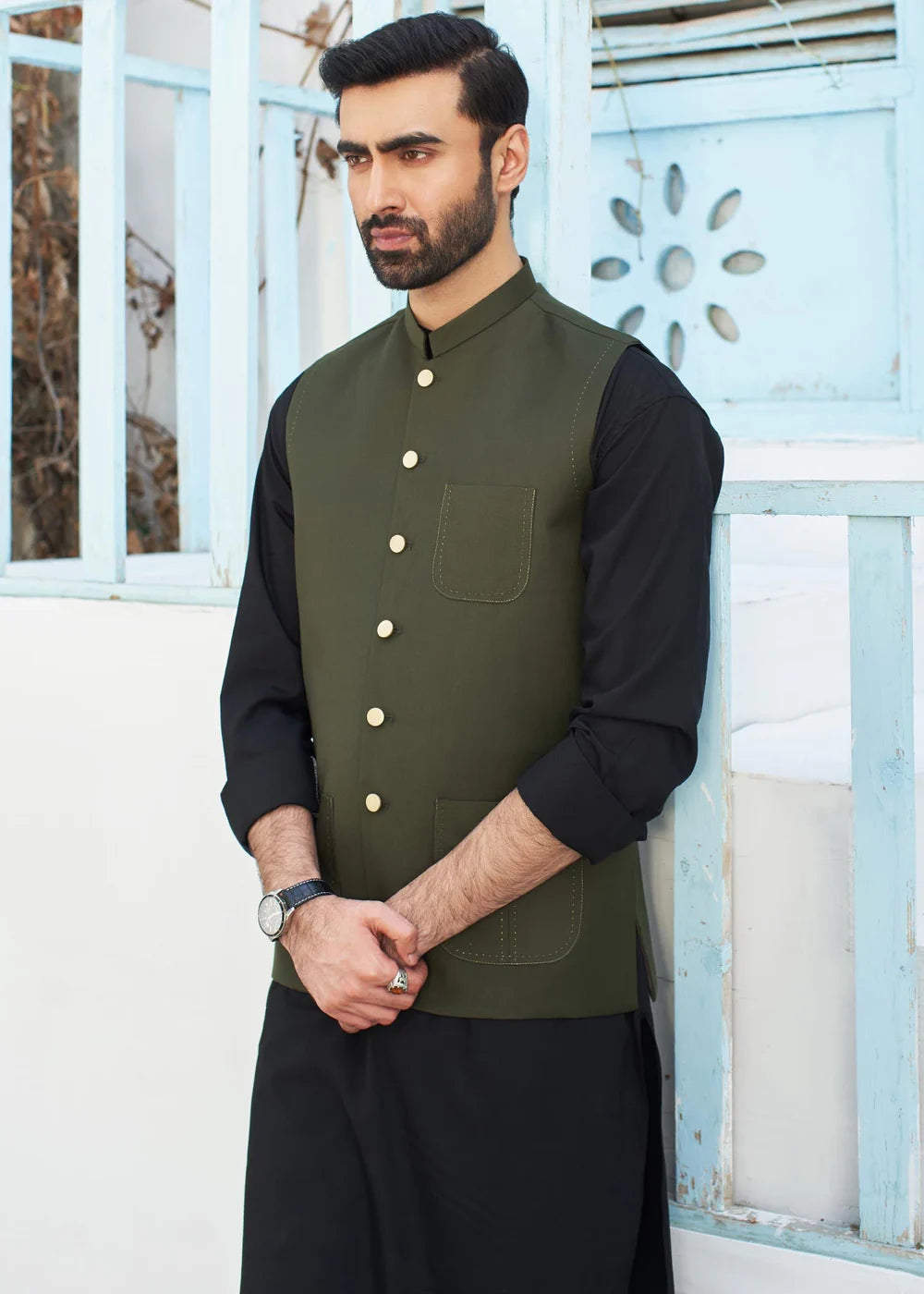 3 PC - Army Green with Black - Safari Pockets