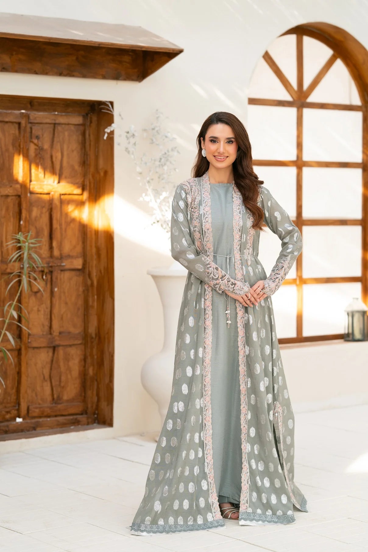 NF-6706 Grey Jacquard Stitched Suit