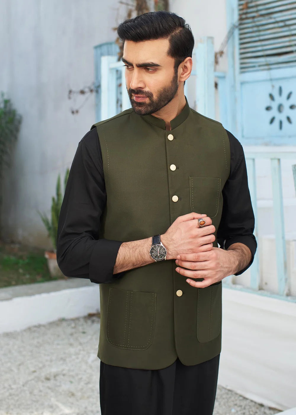 3 PC - Army Green with Black - Safari Pockets