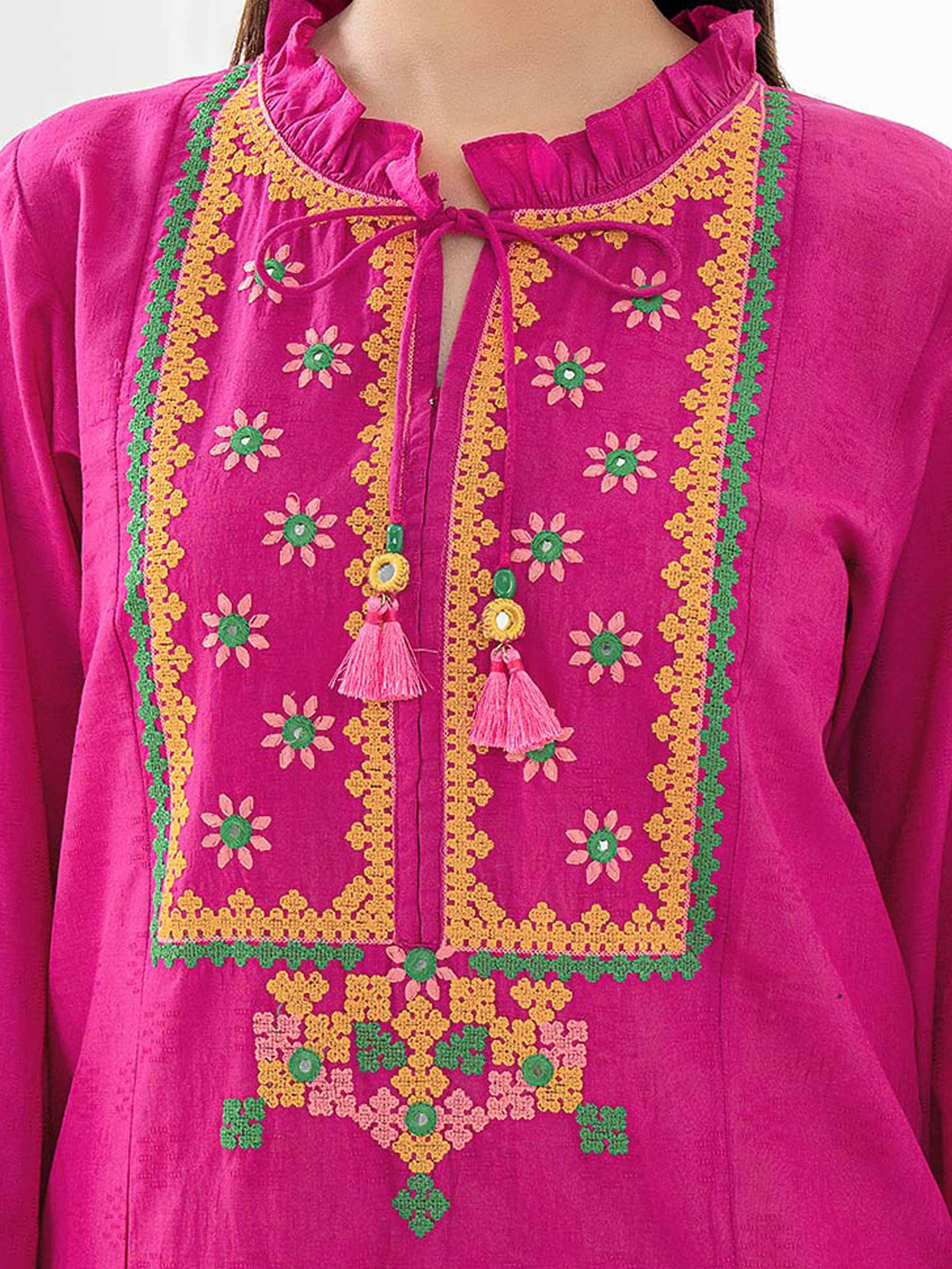 neckline-Jacquard-Shirt-Embroidered-Pret-pink