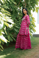 Nf-61466 Shocking Pink Jacquard dress