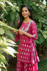 Nf-61466 Shocking Pink Jacquard dress