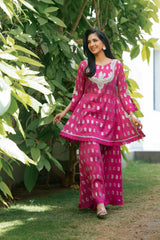 Nf-61466 Shocking Pink Jacquard dress