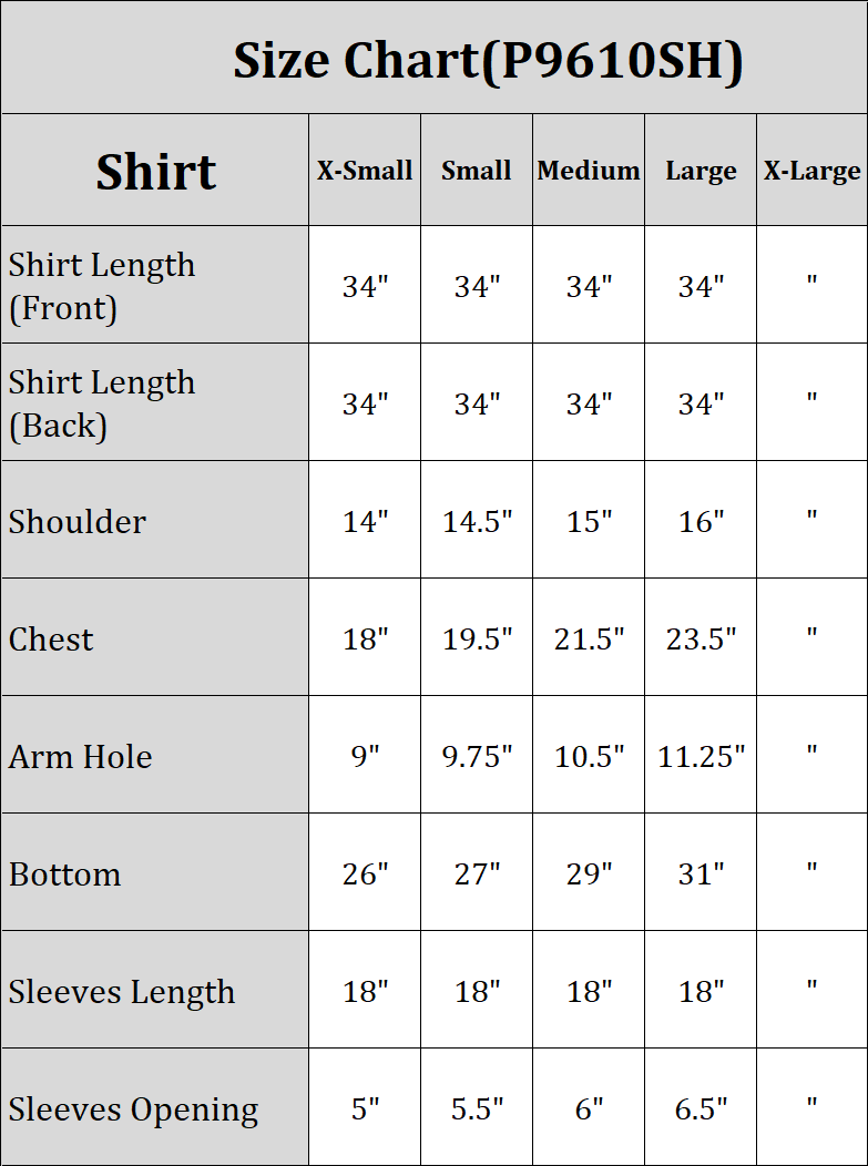 shirt-size-chart-Satin-Shirt-Embroidered-Pret