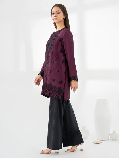 side-look-Silk-Kurti-Embroidered-Pret-purple