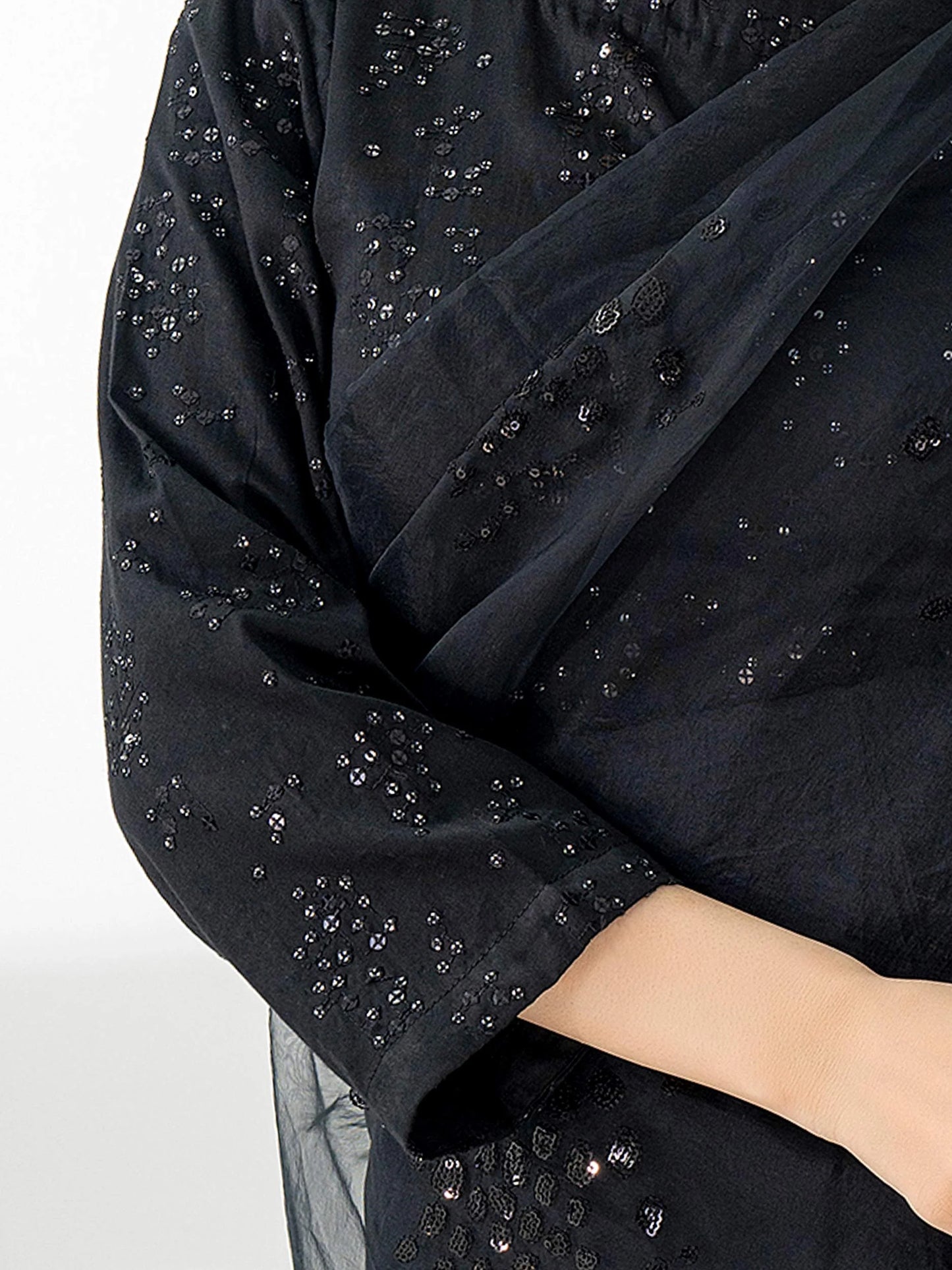 Black Organza Saree with Sequin Embroidery