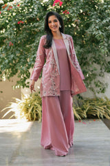NF-6552 Baby Pink 2pcs Silk Stitched Dress
